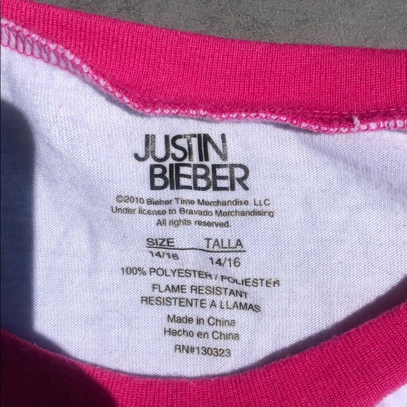 Justin Bieber pajama baseball tee - Picture 3 of 3